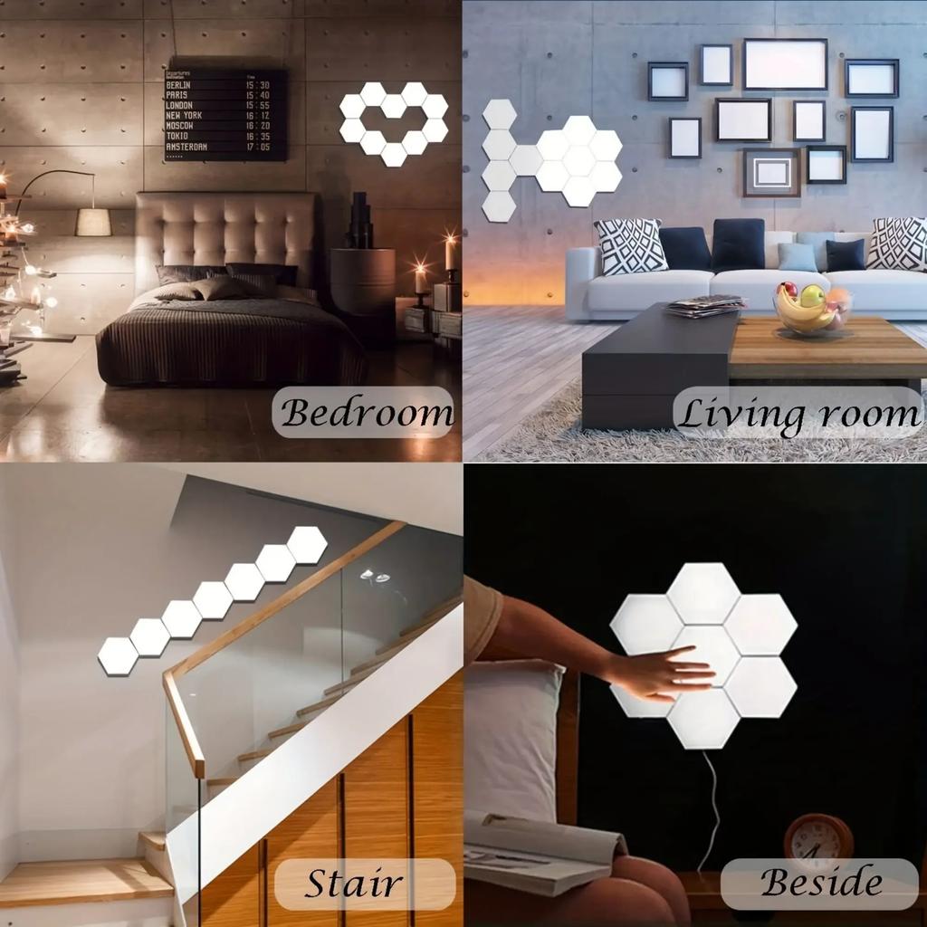 Hexagonal Touch LED Wall Light, Neutral White Light, Night Light Touch, Convenient To Use, Energy-saving, 6-pack