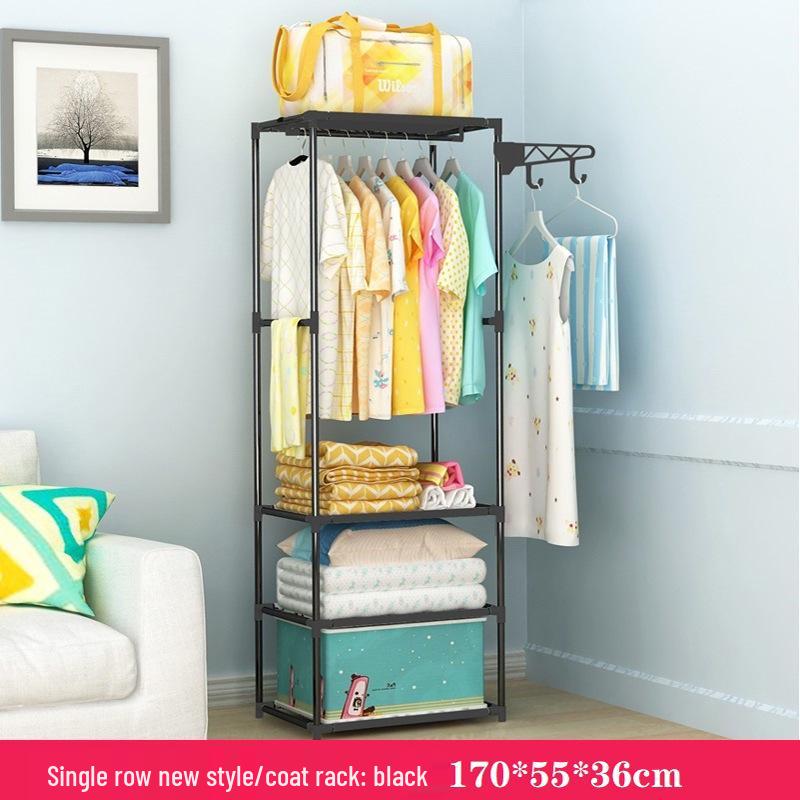 Floor-Standing Multi-Layer Coat and Clothes Rack with Storage Shelves for Dormitory or Home Use