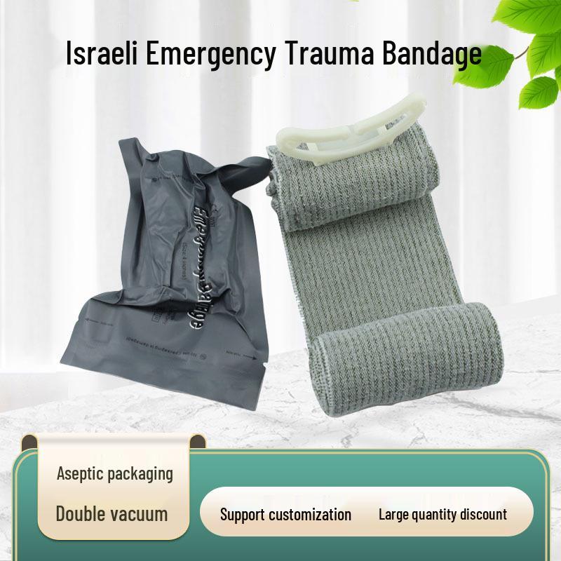 Израильский экстренный гемостатический травматический бандаж - Эластичная компрессия и вакуумный тренировочный aid 4-inch серый