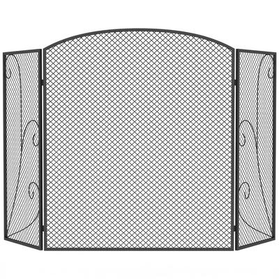 Parascintille Foldable Three Panel Screen 133x1x77 Cm Black