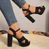 Women Sandals Casual Party Cross Ankle Strap Summer Big Size Shoes Women High Heels Elegant Open Toe Sandals  De