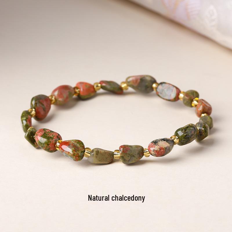 Original Natural Stone Beaded Bracelet - Women's Irregular Shape Crystal for Seaside Vacation Style