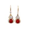 2025 Retro Red Pearl & Rhinestone Gourd Earrings for Women - Festive Light Luxury