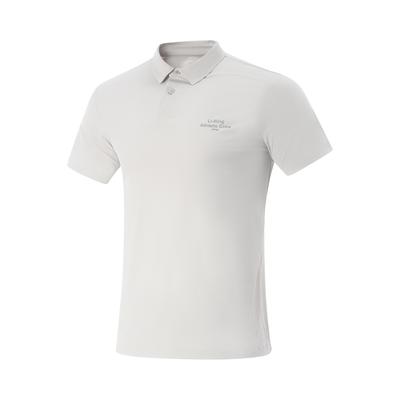 Li Ning Minimalista Versátil Letra Confortável Casual Camisa Polo Esportiva Masculina Tops Cinza Estático APLV171-5