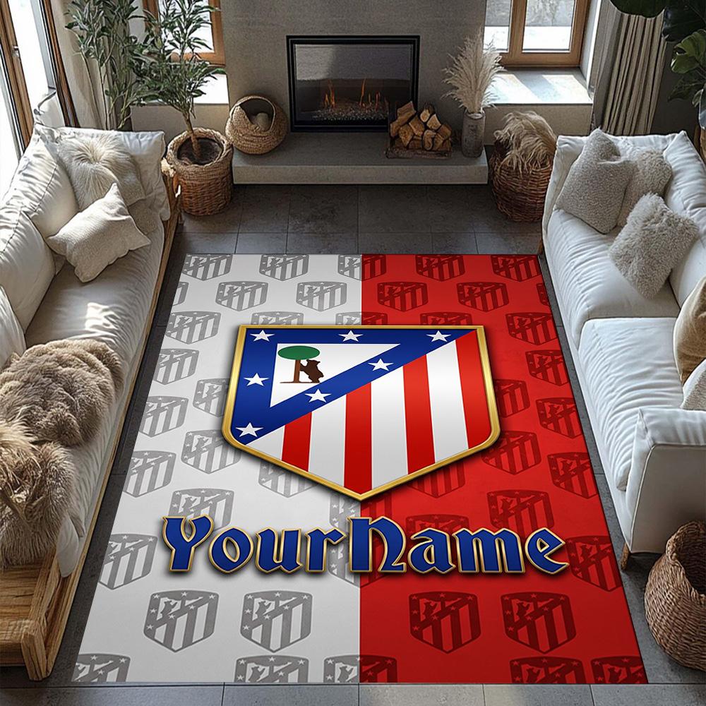 Atletico Madrid Personalized Text Floor Mat Suitable for Playrooms Foyer Game Room Dormitory Antislip Carpet Decorate Offices Birthday/Christmas Gift