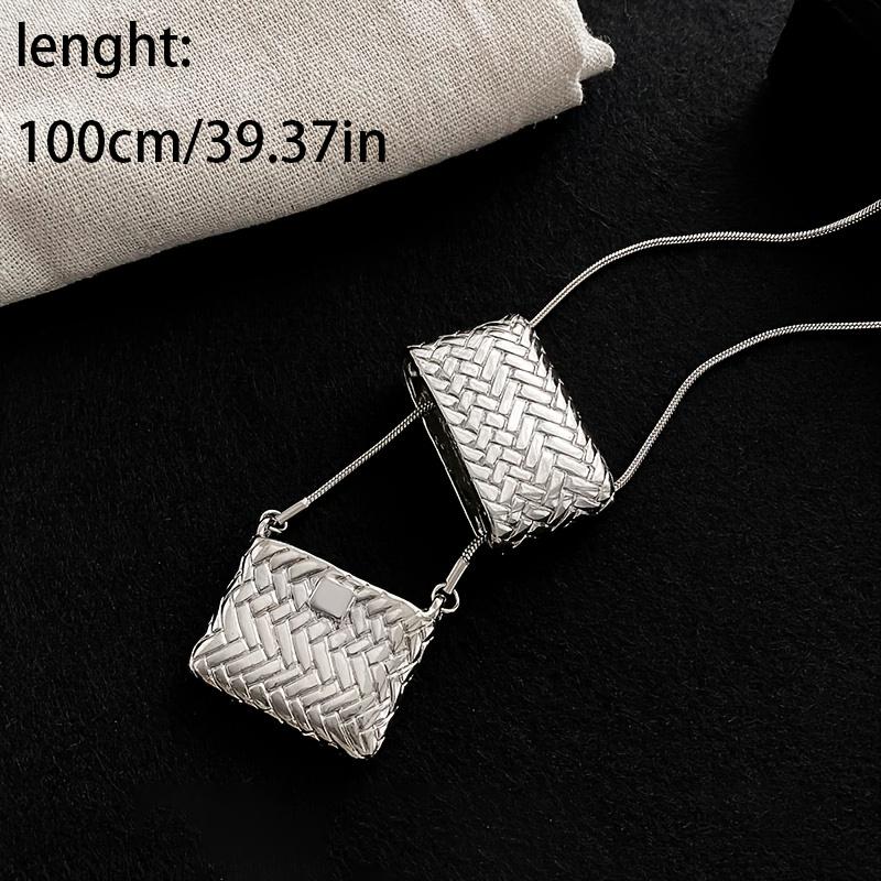 Mini Bag Pendant Lariat Necklace for Women Long Snake Chain Square Purse Charm Statement Layering Jewelry Daily Casual Wear Gift