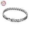 100% S925 Silver Handmade 7MM 8MM Retro Cuban Trend Rough Personality Man Woman Pure S925 Silver Bracelet Jewelry