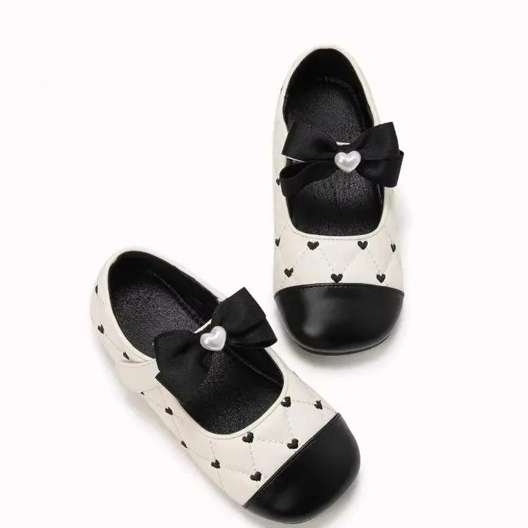 

Kids Mary Janes for Toddlers Big Girls Fashion Princess Heart Style with Bow-knot Sweet Chic Kids Casual Shoes Flats for Wedding 23 бежевый
