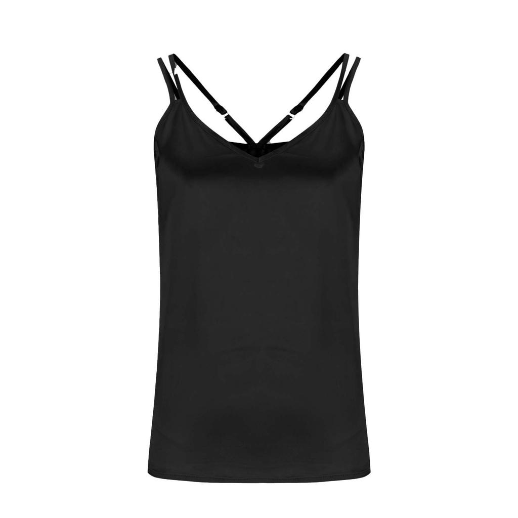Dámský Módní Ležérní Saténový Tílko s V-výstřihem a Nastavitelnými Ramínky