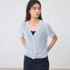 V-neck Short Sleeved Knitted Cardigan for Women In Summer 2026, Thin Design, Tencel Breathable Casual Air Conditioning Shirt, Outerwear Top