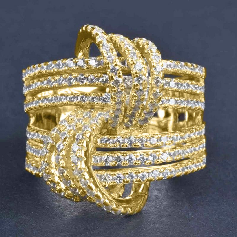 Huitan Gorgeous Fashion Finger Ring Lady Party Jewelry with Bright Zirconia Two-tone Style Design Accessories for Anniversary