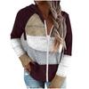 Fashion Women Casual Patchwork Long Sleeves Hooded Sweater Cardigan Blouse Tops