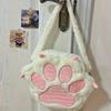 Cartoon Puppy Paw-Shaped Plush Large-Capacity Backpack,Featuring A Zip Closure Design,Stylish Faux Fur Leather Bag,Creative Trendy School Backpack