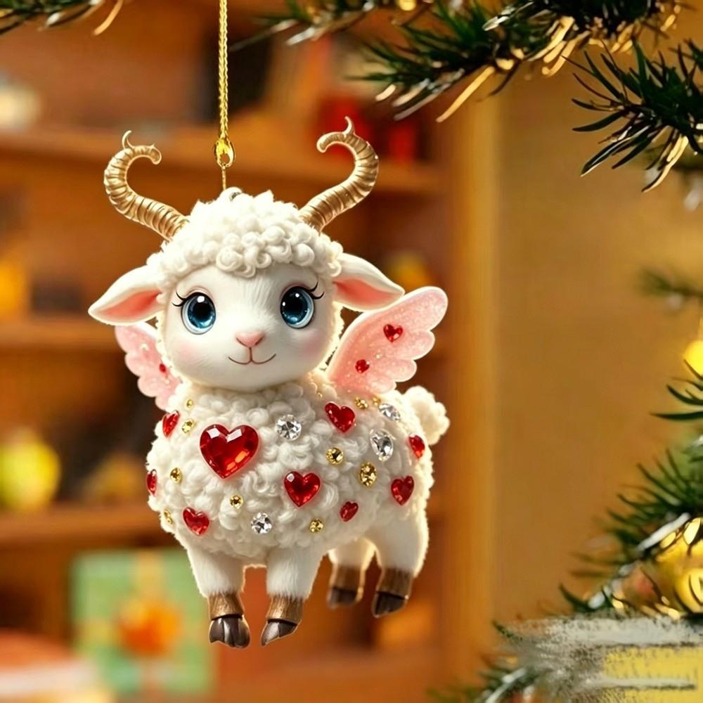 Shining Goat Pendant Acrylic Christmas Tree Ornament Gifts Keychain  Shop Window Display