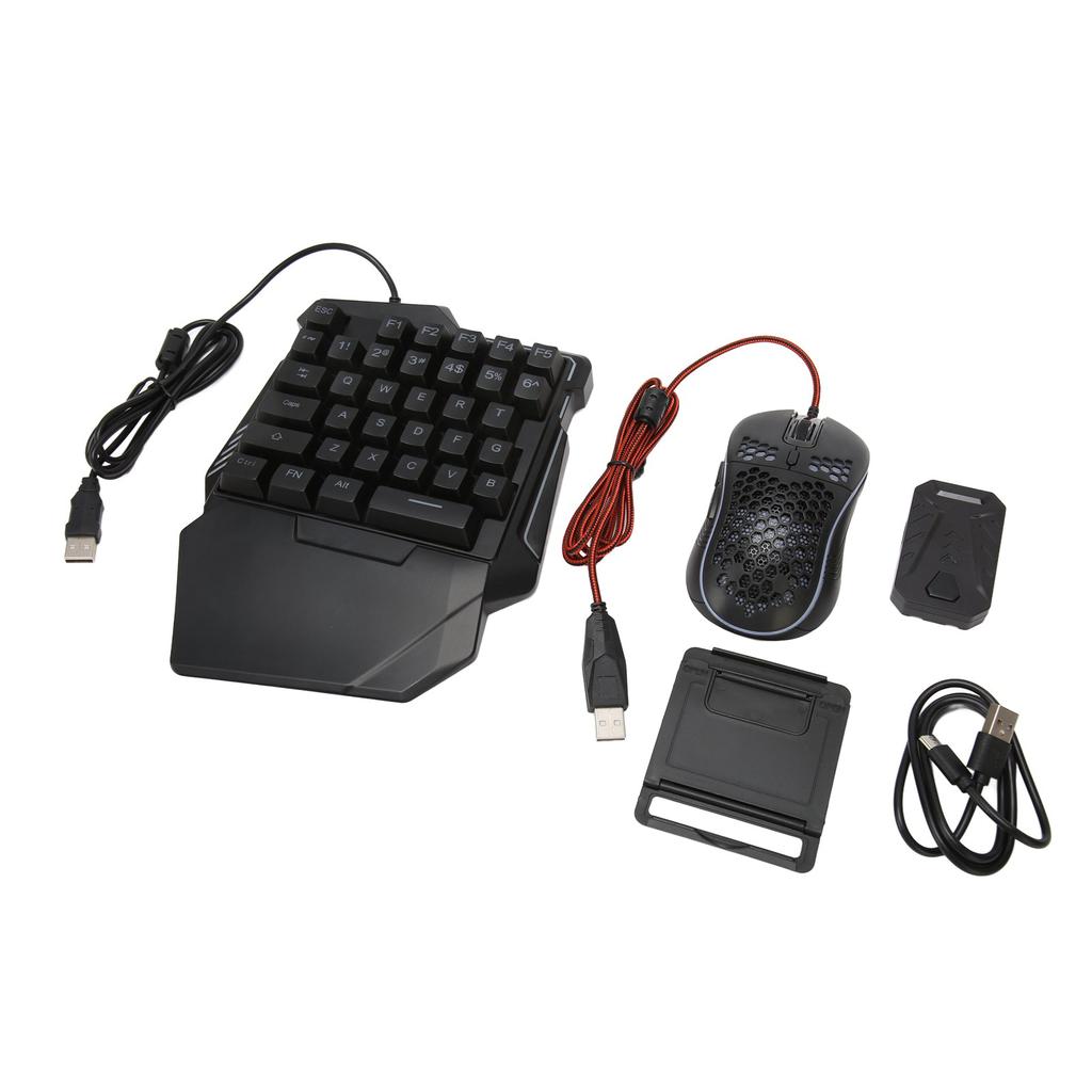 Keyboard and Mouse Converter Set Wired RGB Half Gaming Keyboard with Wired Mouse Converter Adapte Fo