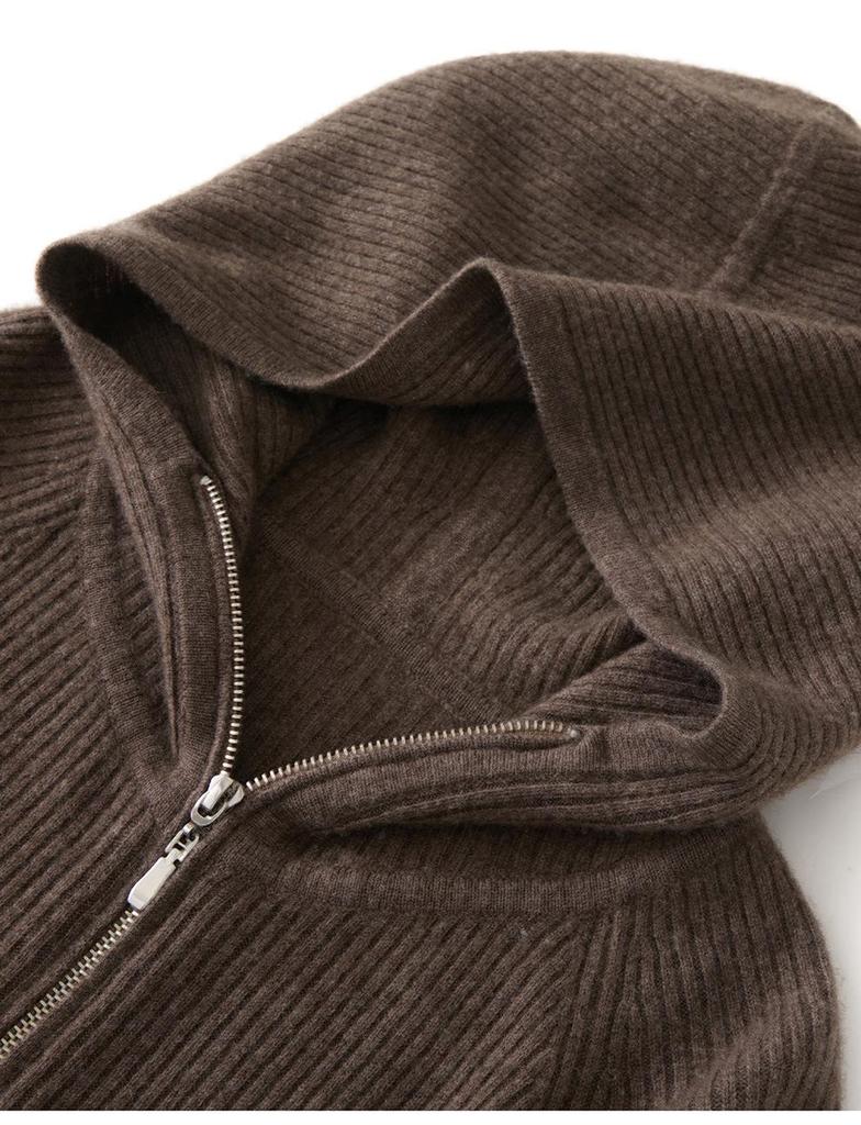 Women's Hooded Cashmere Pullover Sweater - Autumn/Winter, Loose Fit, Long Sleeve, Thick Knit Base Layer