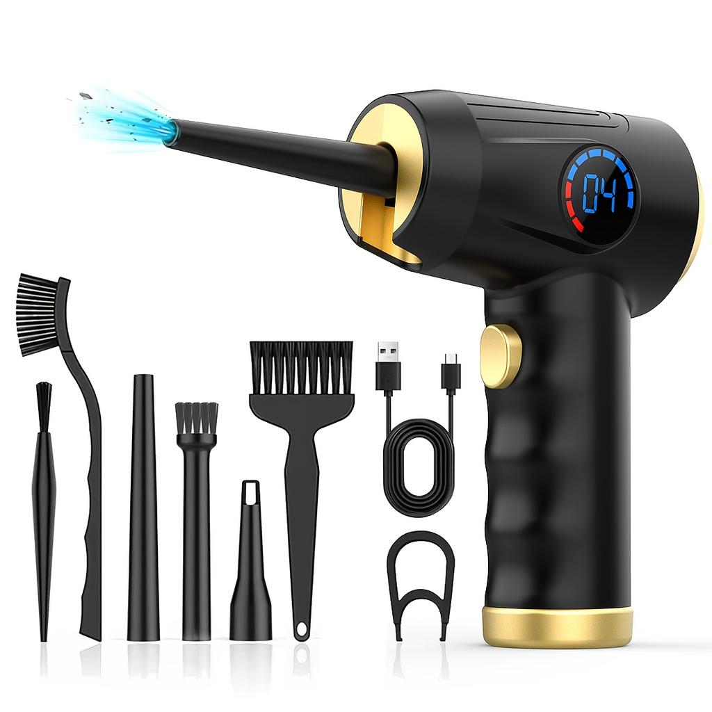 Electric Air Duster,51000 RPM 4 Speed Cordless Air Blower with LCD Display, Portable Built-in LED Light Air Dusters for Computers Keyboard Cleaner
