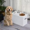 Ciotole Rialzate per Cani, con Contenitore, Due Ciotole in Acciaio Inossidabile, Base Rialzata - Bianco