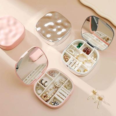 With Mirror Jewelry  Organizer Moisture-proof Earring Storage Case Jewelry Storage Box  Travel