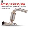 For 125 250 390 DUKE RC390 Motorcycle Exhaust Connector Tube Mid Middle Link Pipe Slip On Exhaust System 2017 2018 2019 2020