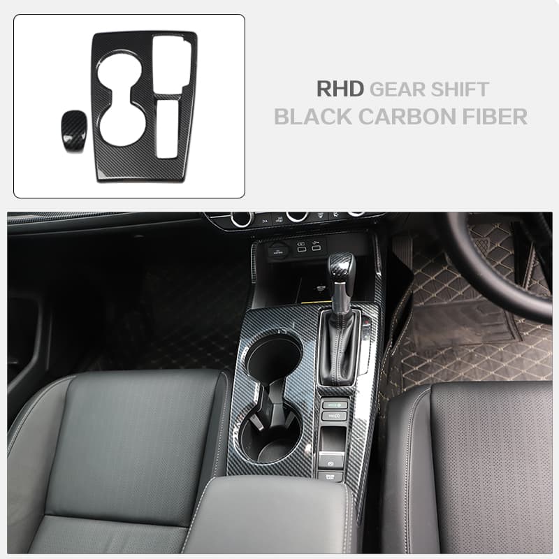 11th Generation Civic Rear Cup Holder with Carbon Fiber Pattern Black Navigation Panel Is Used for Car Interior Decoration