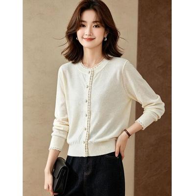 D.F.DEAR Elegant Crew Neck Knit Cardigan