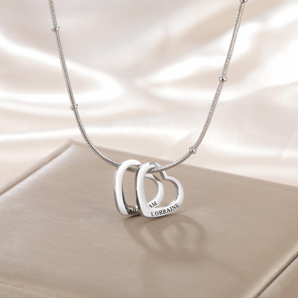 Cazador Custom Name Hearts Necklaces for Women Personalized Pendant Snake Chain Stainless Steel Jewelry Gift 2026