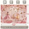 2D Pink Gold 18th Happy Birthday Backdrop Banner with Butterflies & Roses