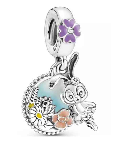 Miniso  925 Silver Dumbo Mickey Mouse Charm Bead DIY Fine Jewelry Bracelet Original Pendant