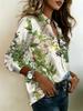 Women's Butterfly Print Blouse with Lapel Buttons, Suitable for Daily Wear, Office Settings, and Semi-formal Occasions As an Outer Garment.