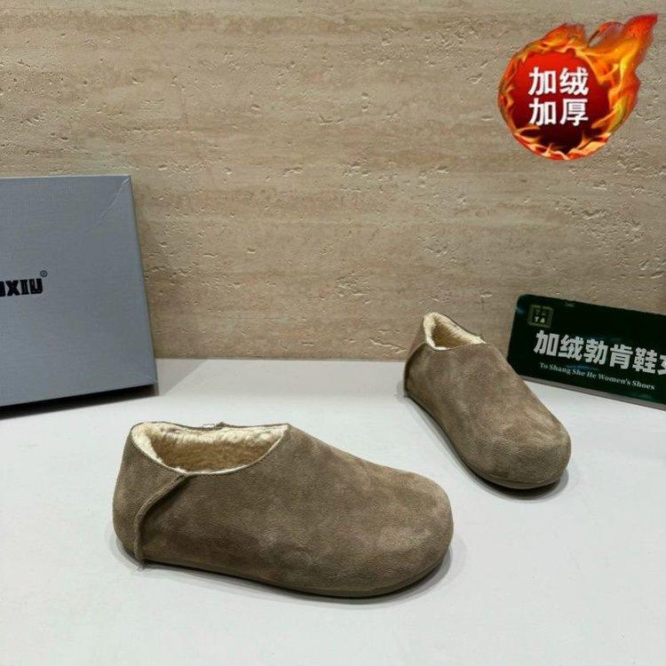 New thick-soled bag head slippers for winter velvet warm retro Birkenstocks 35 песочный