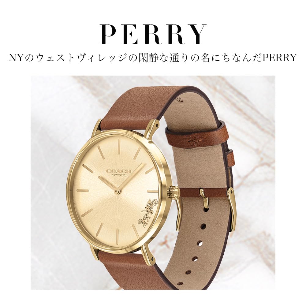 Watch PERRY Gold Dial Brown Leather Strap 14503331 [Coach][Authorized Import] Women's