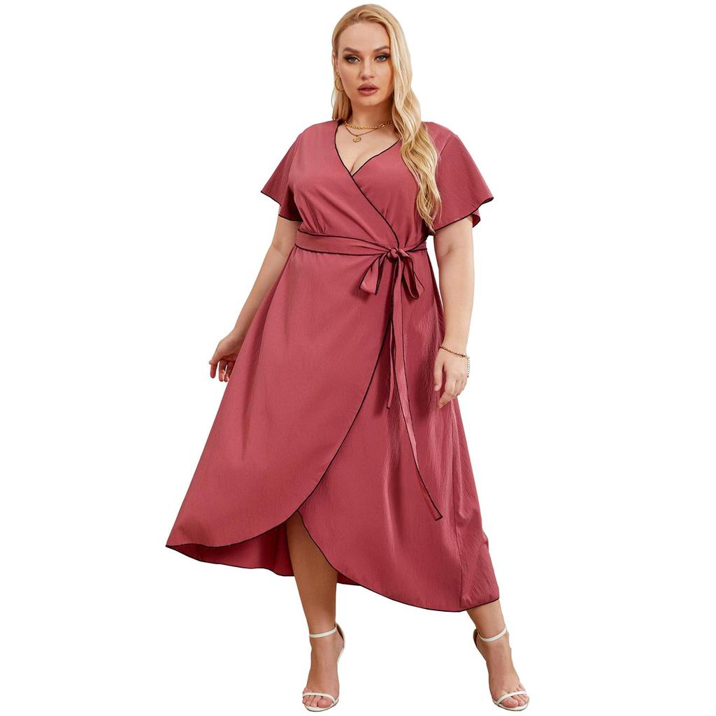 Women’s Plus Size Dresses A Line V Neck  Cardigan Lace Up Oversized Casual Midi Dress Summer Holiday Work Party Night Going Out Wear