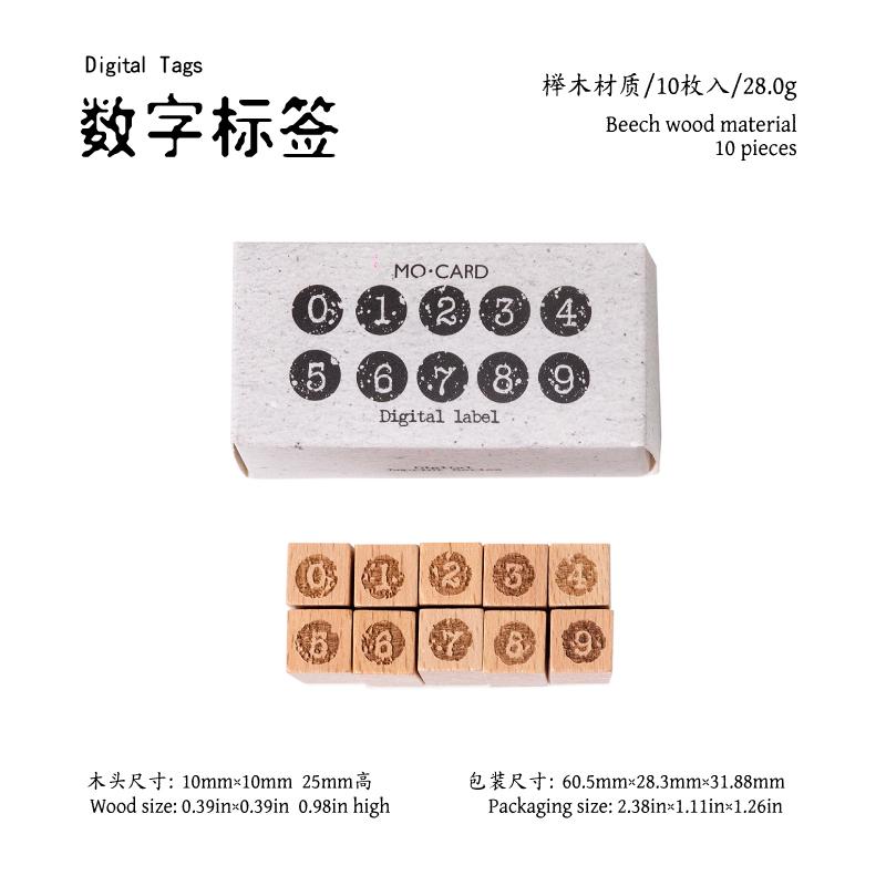 Journal GO 10pcs/set Creative Retro Number Stamp Set for Scrapbooking Vintage Journaling Supplies Cute Wooden Stamps