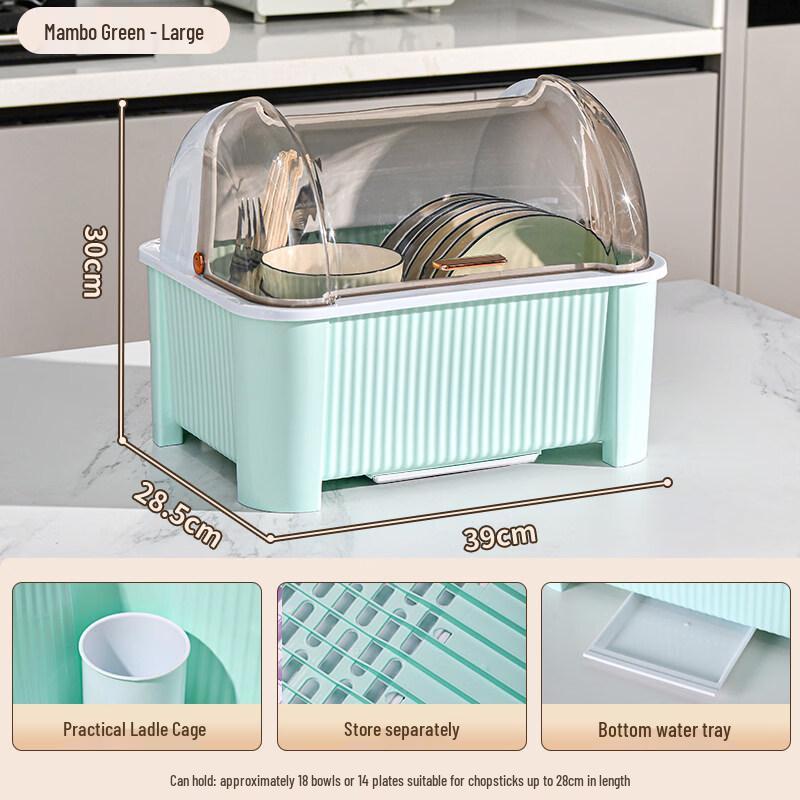 LIEI Household Dish Drying & Storage Box with Lid