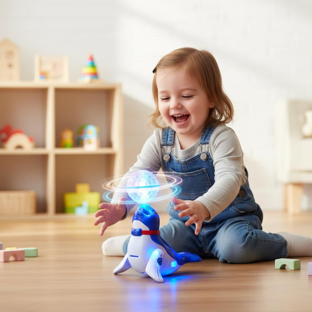 Electric Seal Toy for Kids with LED Lights Music and Acrobatic Performance