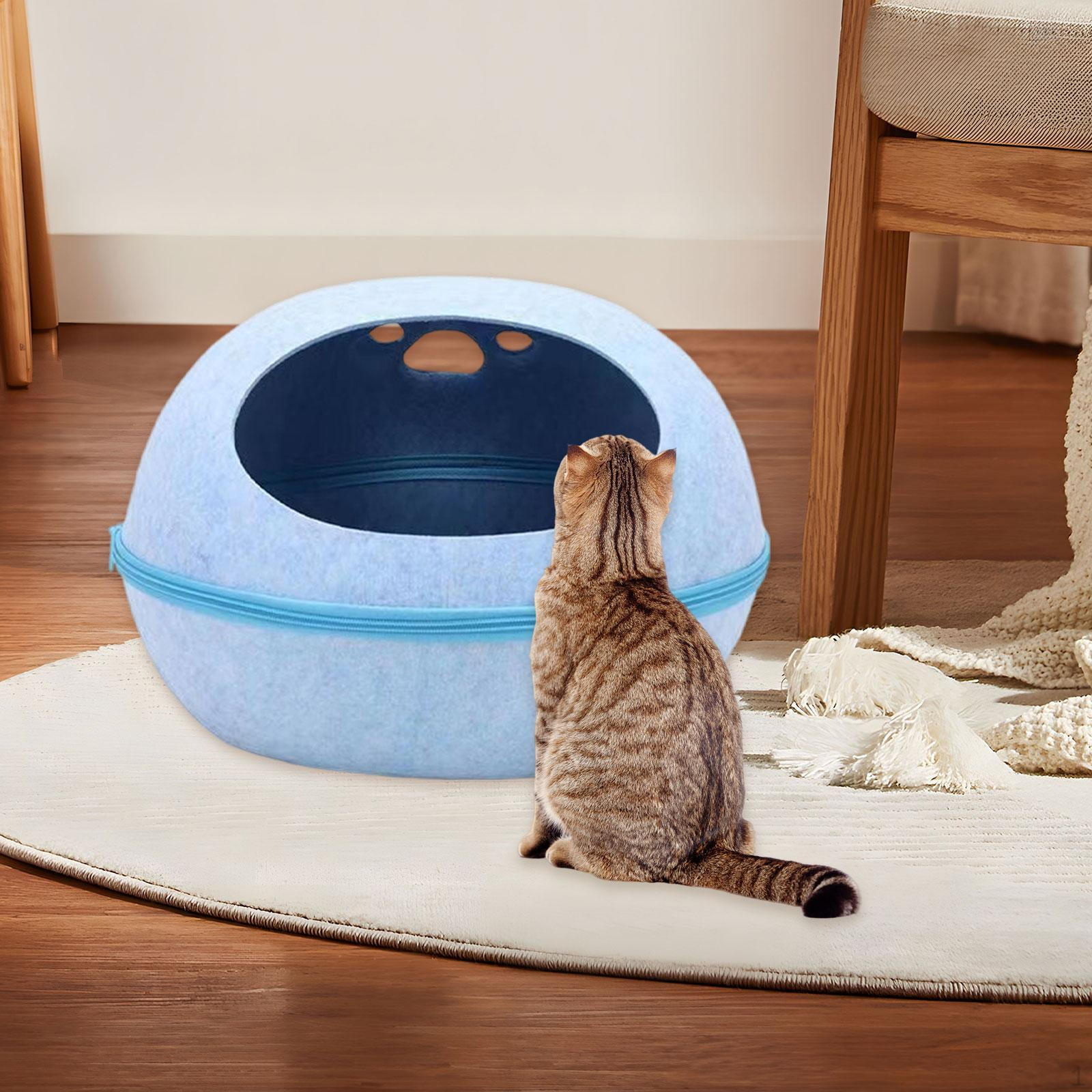 

Cat House Pet Cave Breathable Eggshell Scratch Resistant Portable Detachable Practical Hideaway синій