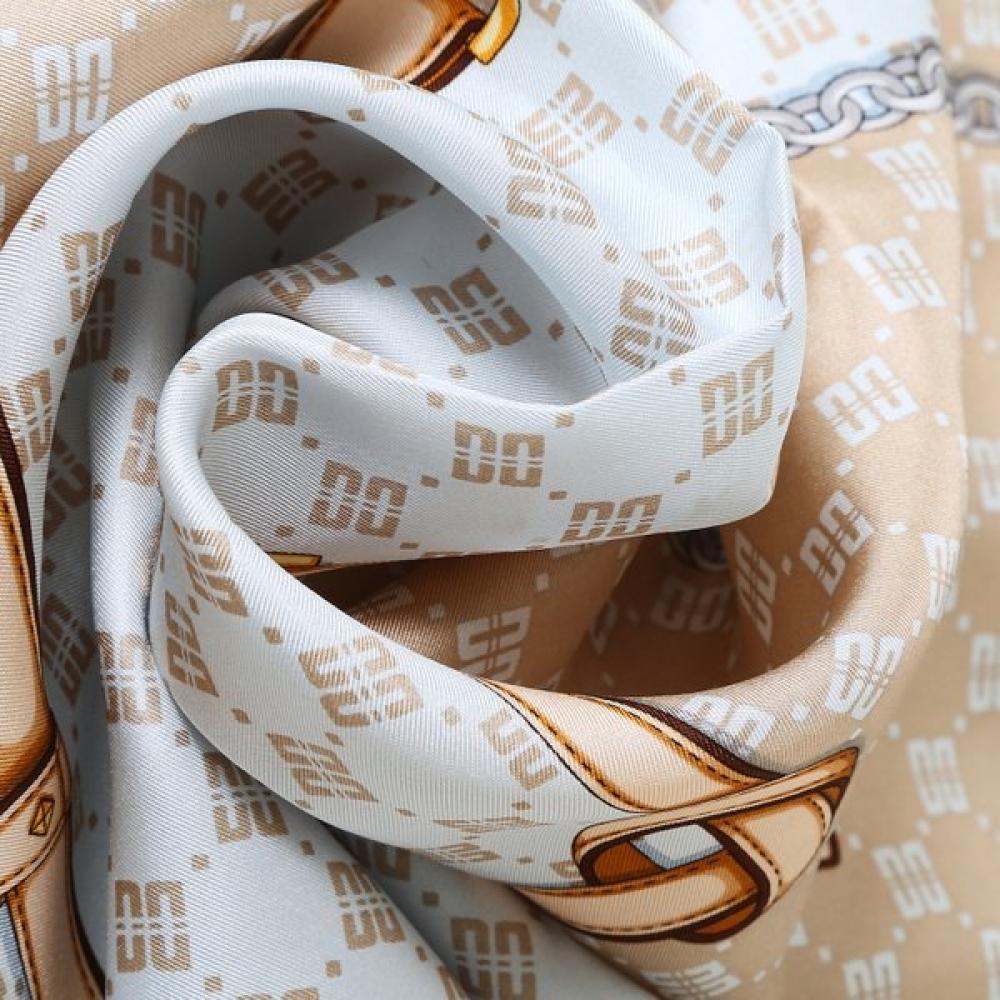 Daks Beige Dd Pattern Square Silk Scarf Dcsc3e241