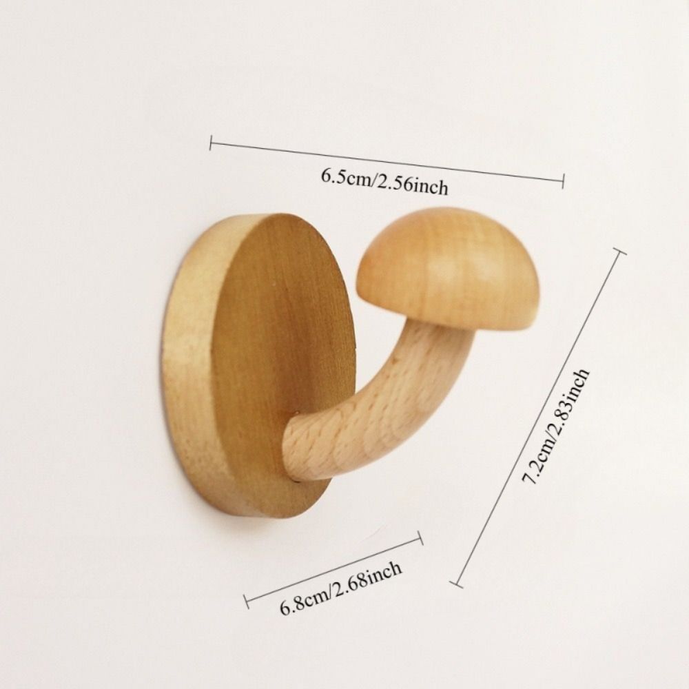 Wooden Mushroom Clothes Hat Hooks Wall Decoration Bathroom Hanger Organizer  Kitchen