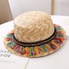 Kapelusz słoneczny do ochrony przed słońcem na plaży lato dla chłopców i dziewcząt słomkowy kapelusz do ochrony przed słońcem kapelusz z trawy