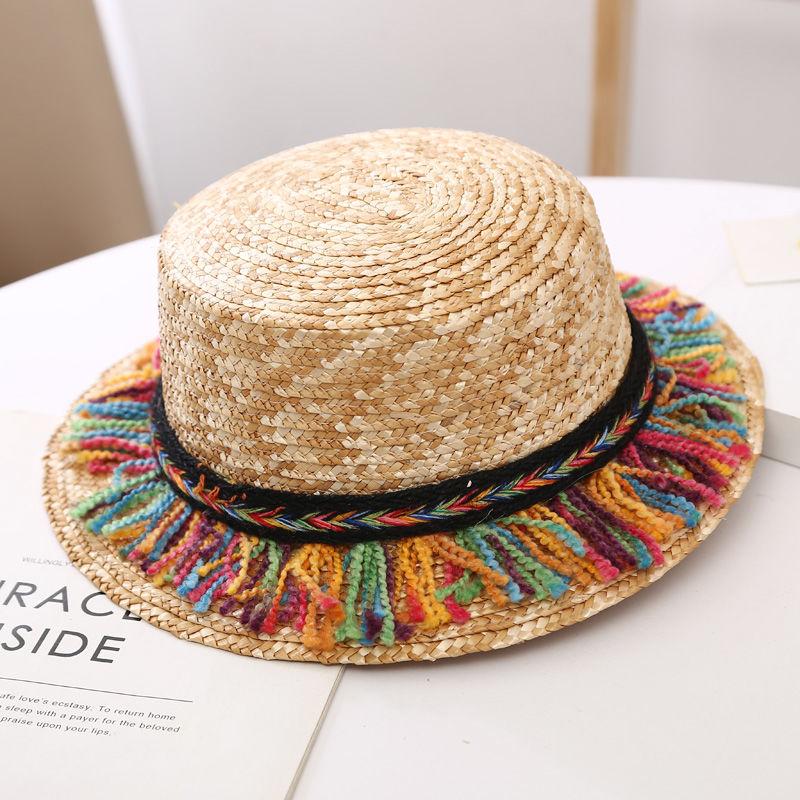 Kapelusz słoneczny do ochrony przed słońcem na plaży lato dla chłopców i dziewcząt słomkowy kapelusz do ochrony przed słońcem kapelusz z trawy