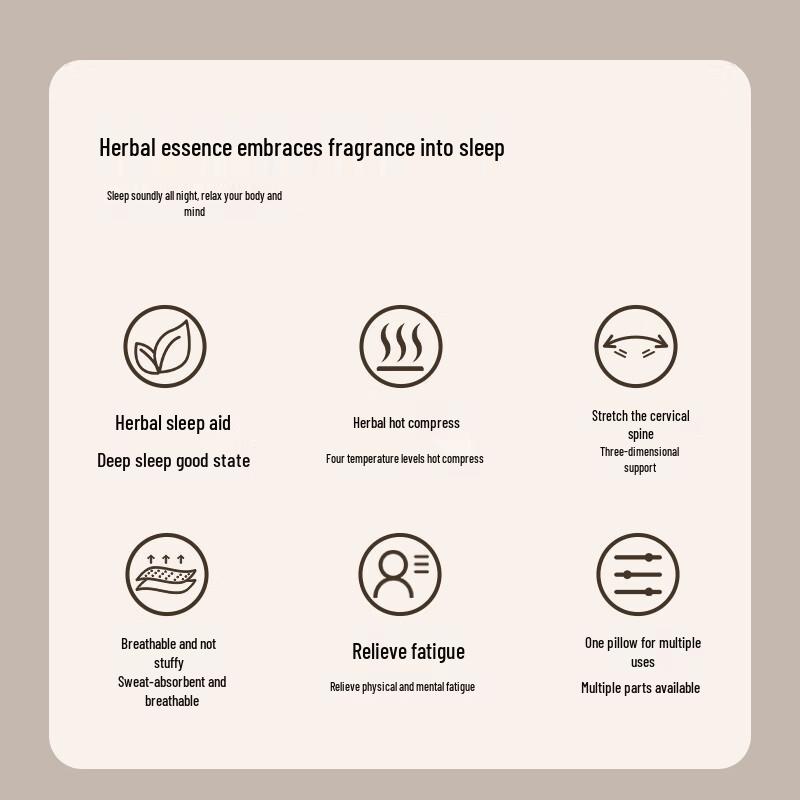 Herbal Heated Cervical Traction Sleep Pillow CN Plug (adapter Included)