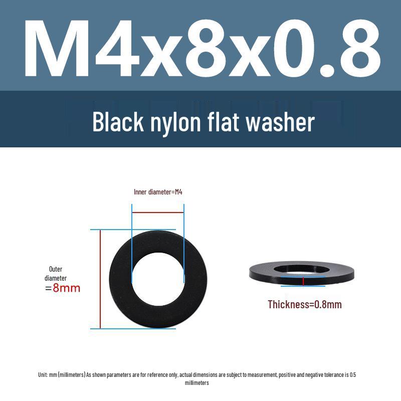 Yigu High-Temperature Insulated Black Nylon Flat Washer (M2, M3, M10, M16, M24)