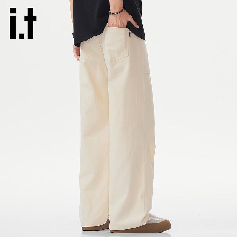 

izzueit Men s American Style Pleated Cotton Cargo Pants M