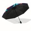 Neon Pentagram Skull Umbrella, Portable 3-Fold Compact Umbrella,Mother's Day Halloween