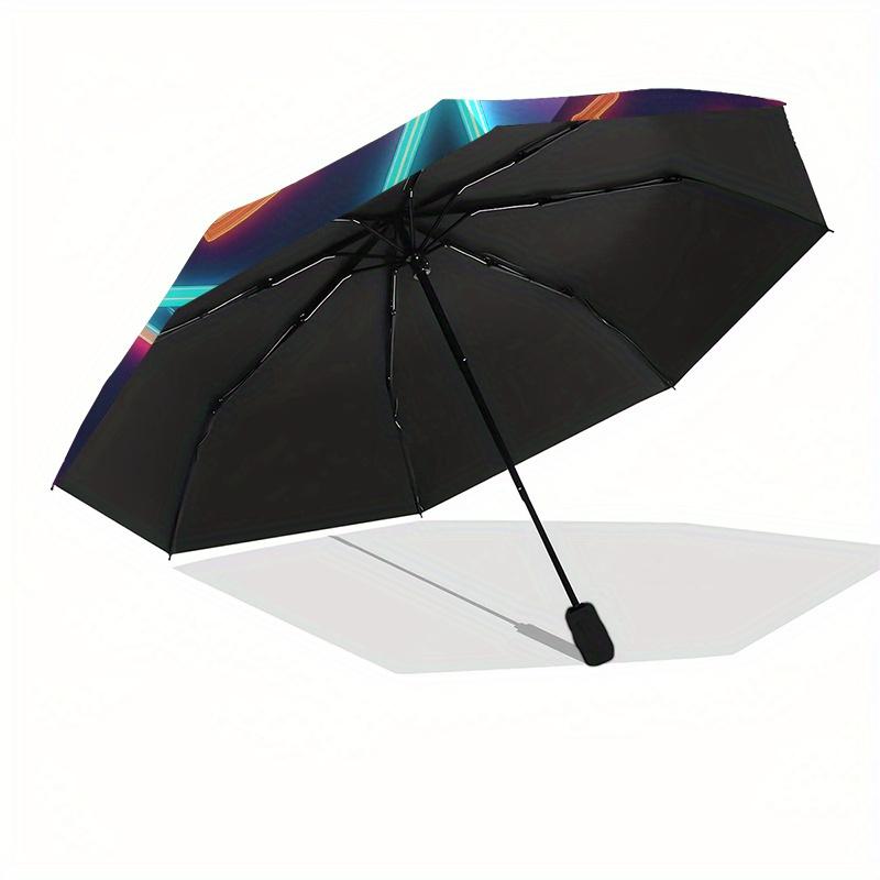 Neon Pentagram Skull Umbrella, Portable 3-Fold Compact Umbrella,Mother's Day Halloween