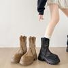Queen Fan Retro Thick-soled Heightening Martin Boots Women's 2025 New Autumn Thin Brown Chelsea Short Boots