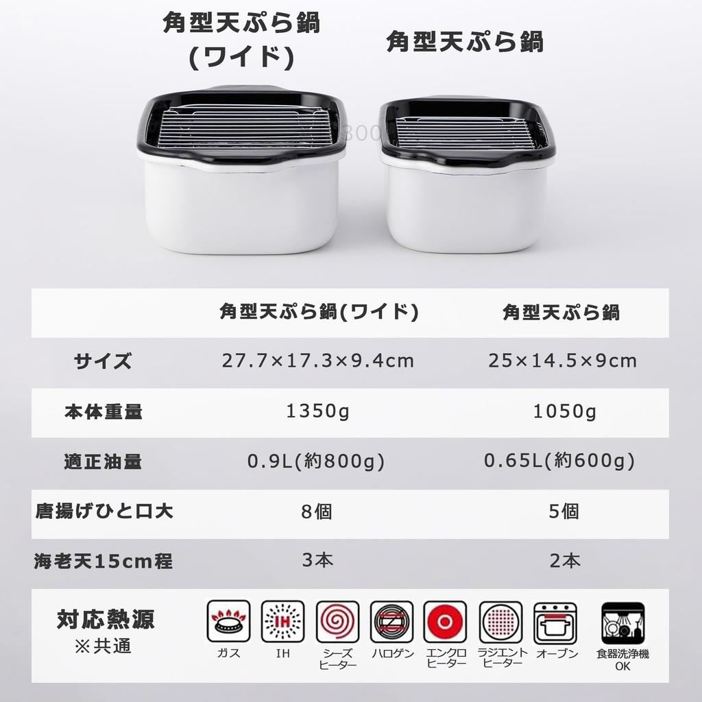 Fuji Emaille Quadratische Tempura Pfanne, Breit, TP-22K.W