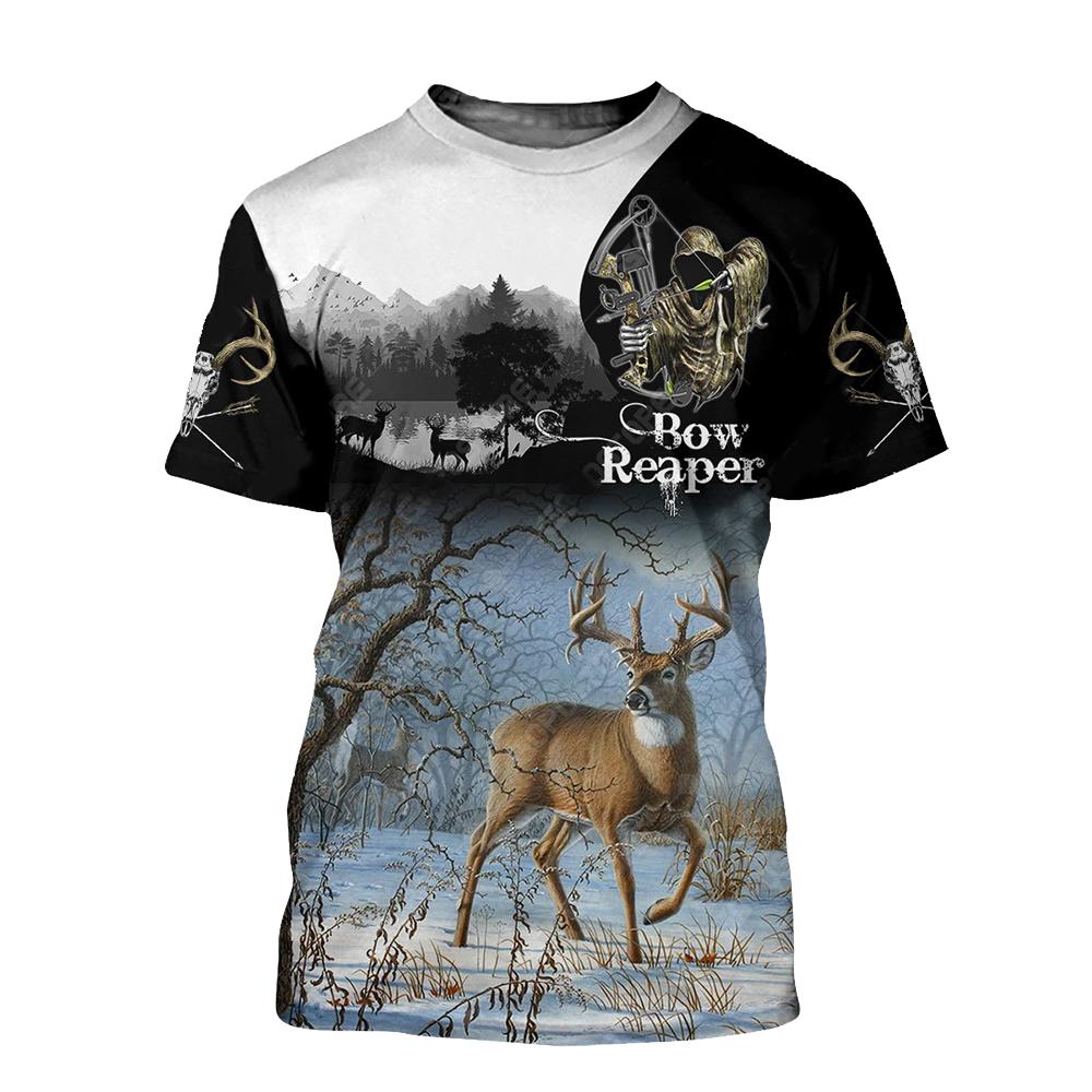 Hunter 3D Print Man's T-Shirt Teenagers Clothes Outdoor Sports Hunting Deer Hunting Short Sleeve Oversize Man T-shirt