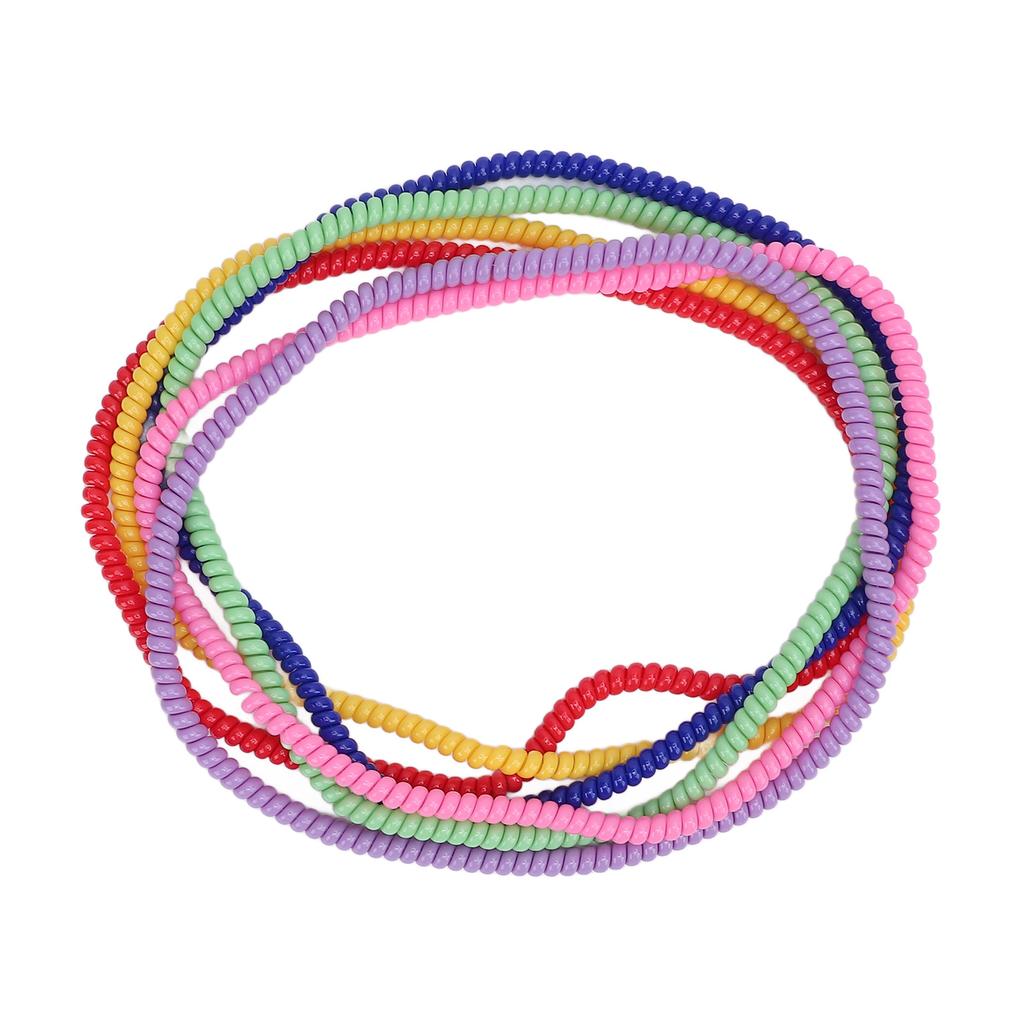 6 Pcs Stretchy Coil Necklace Sensory Kids Textured Pattern Silicone Colorful Sensory Necklace